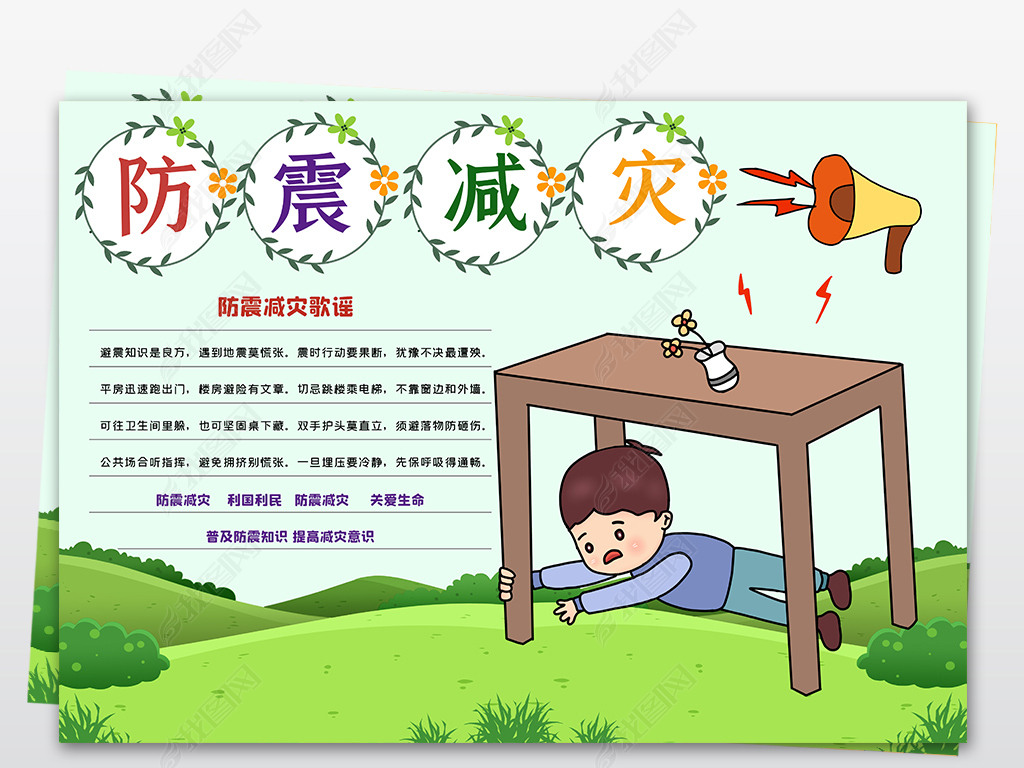 防震减灾从我做起小报地震知识电子手抄报