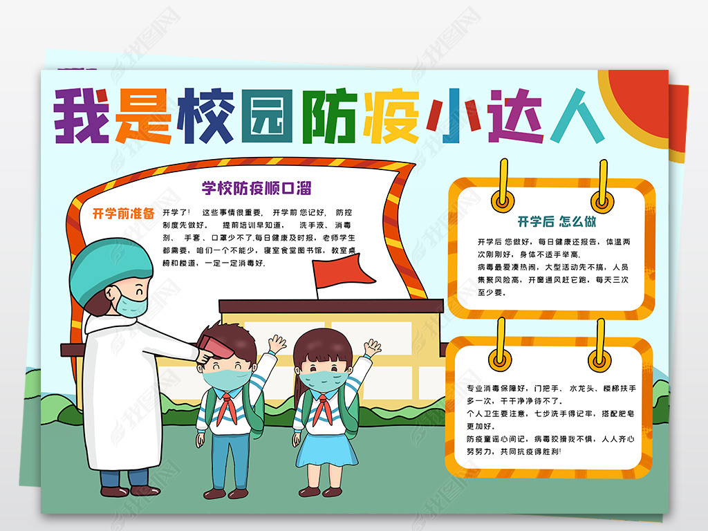 防疫复学防控我献策我规划小报手抄报校园防疫小报手抄报模版