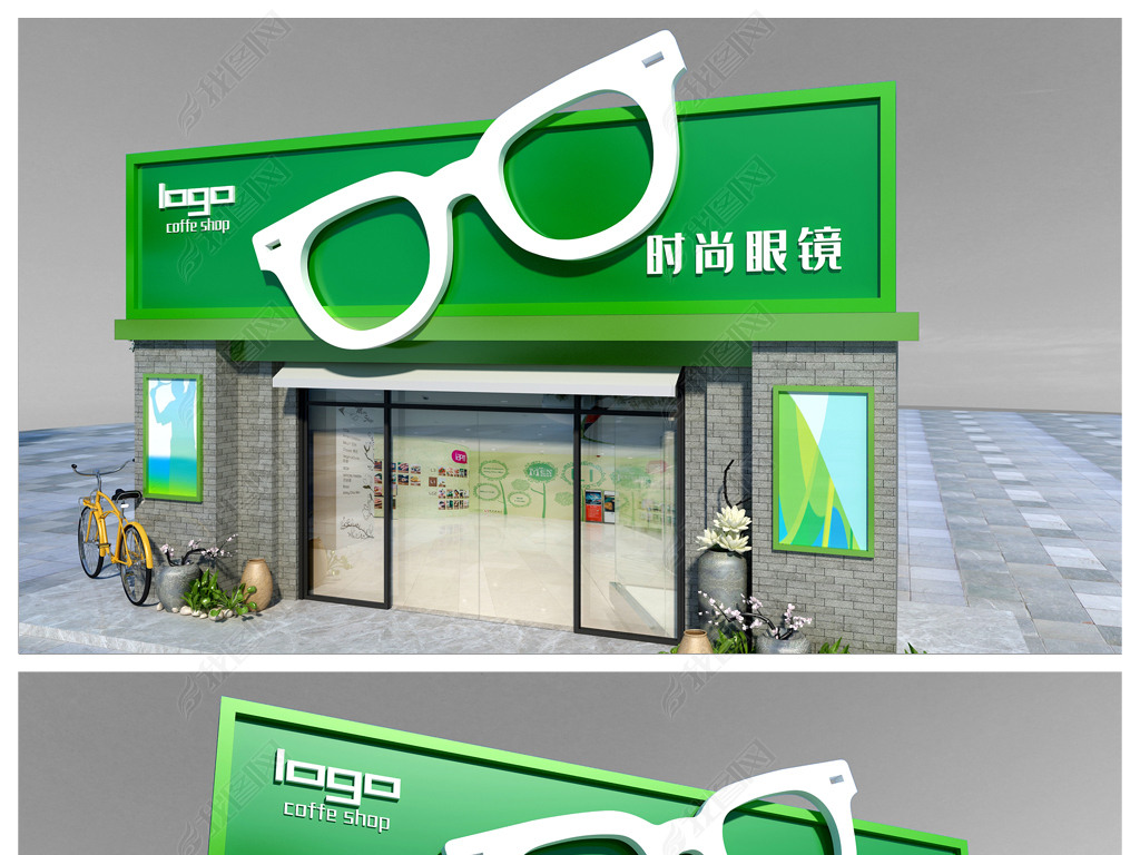 原创眼镜店品牌专卖店门头招牌设计-版权可商用