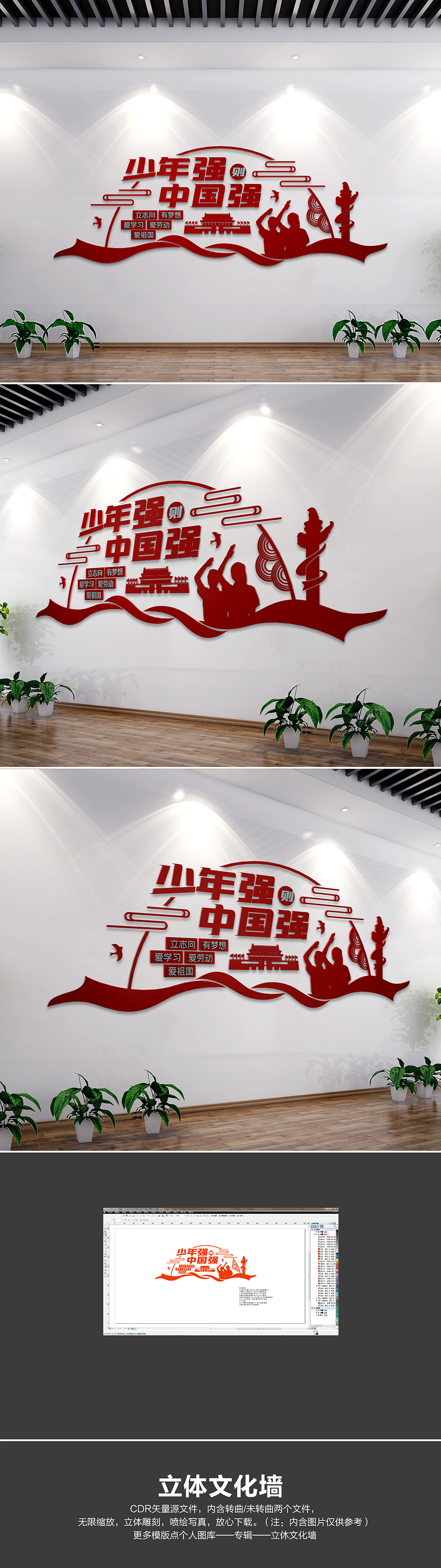 少年强则中国强校园党建文化墙
