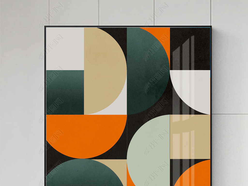 > 现代简约抽象几何艺术橙色立体轻奢玄关客厅装饰画  举报作品