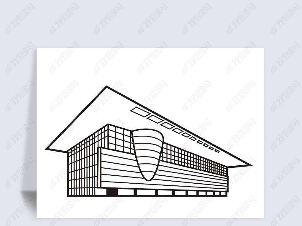手绘线描首都博物馆cdr矢量图高清图
