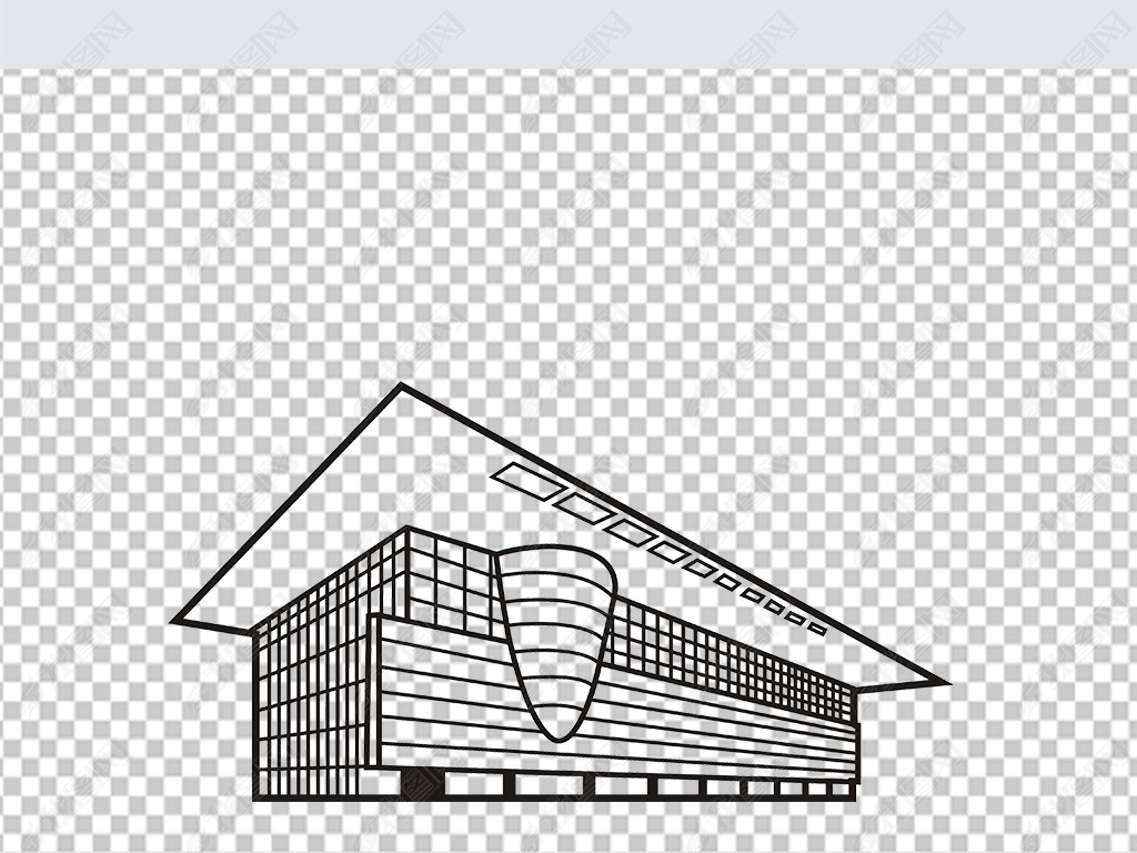手绘线描首都博物馆cdr矢量图高清图