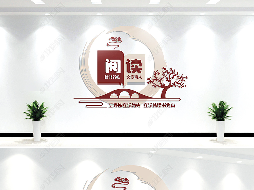 原创图书馆阅览室文化墙读书文化墙版权可商用