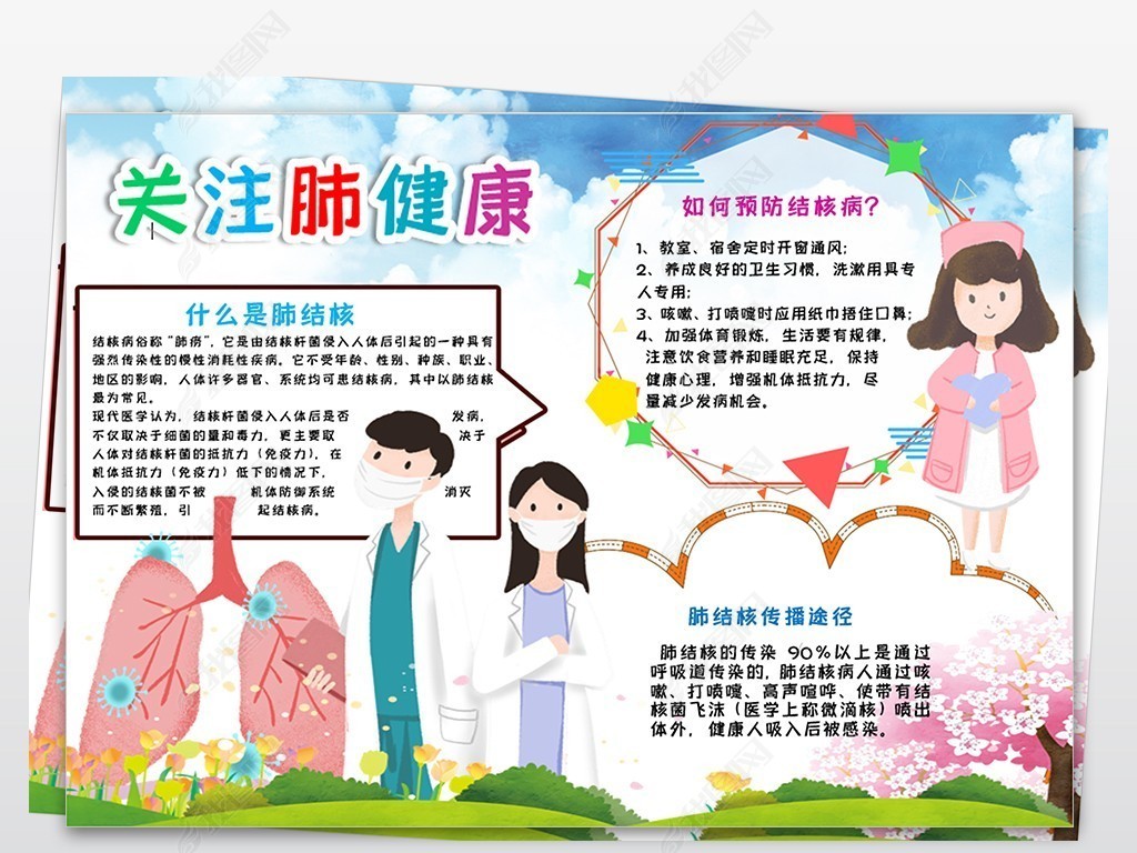 关注肺健康世界防治结核病日小报预防肺结核传染病手抄报