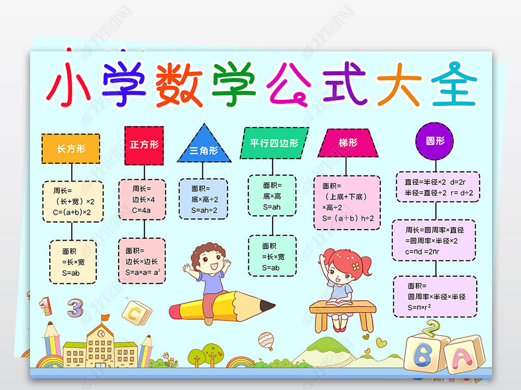 原创数学小报数学公式小报单位换算公式大全手抄报版权可商用