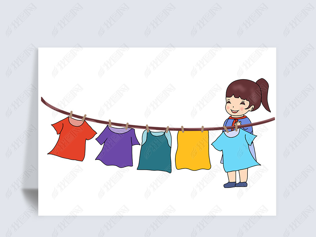 晾衣服的女孩劳动节免抠元素png五一劳动节劳动最光荣假期劳动免扣