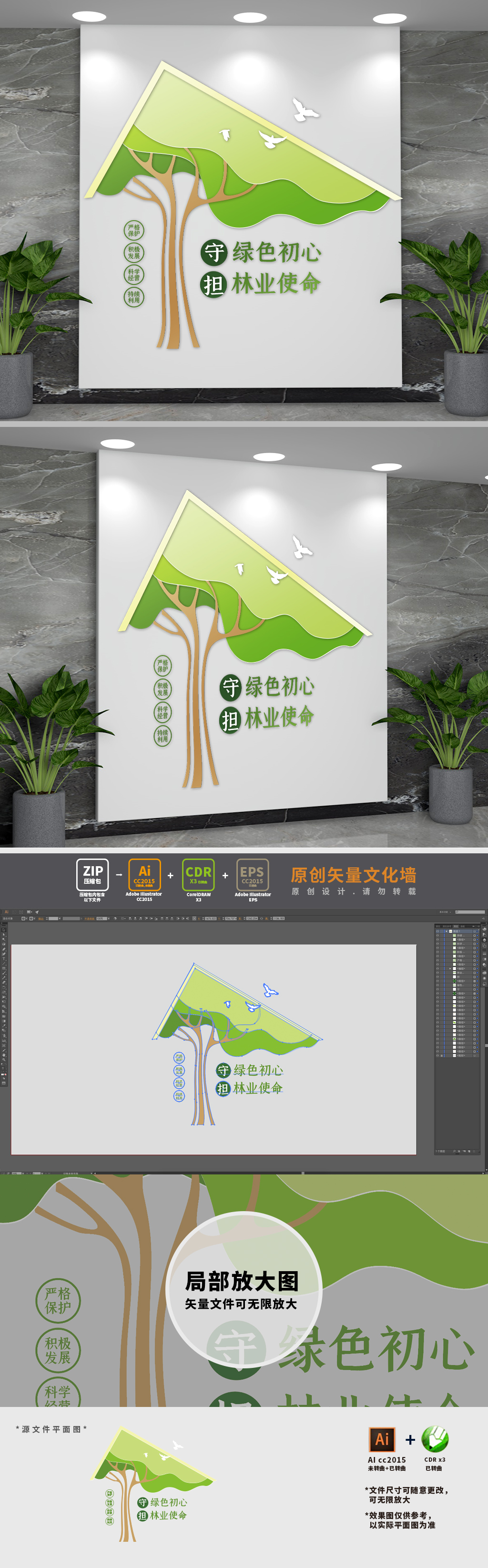 竖版林业局标语文化墙