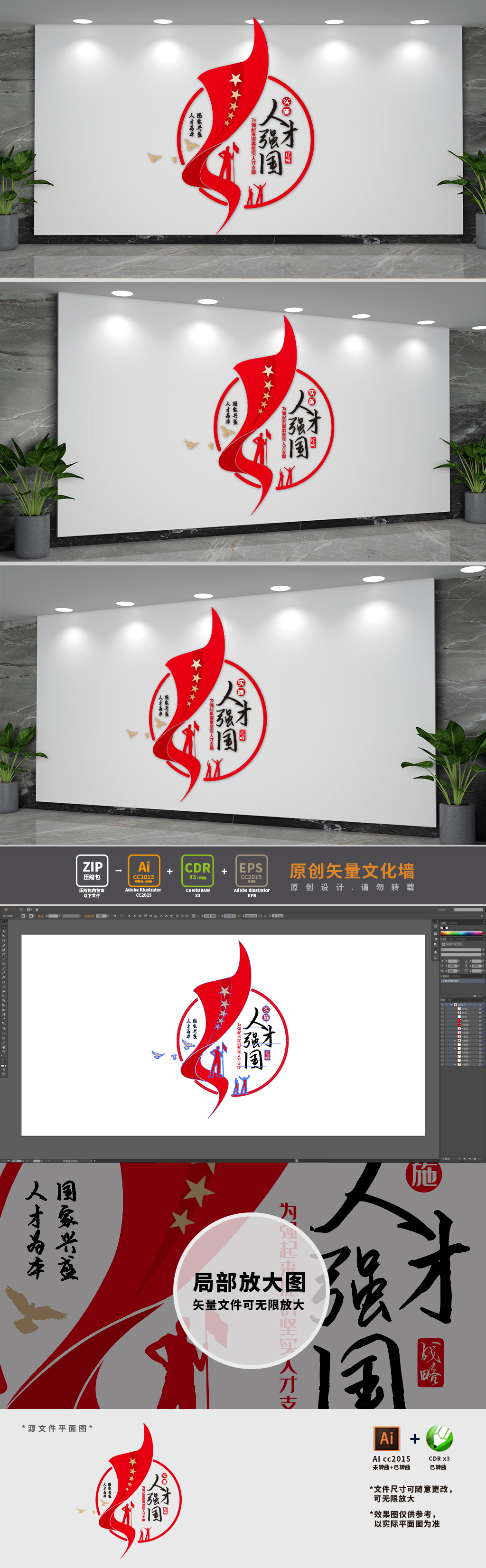 人才强国党建文化墙