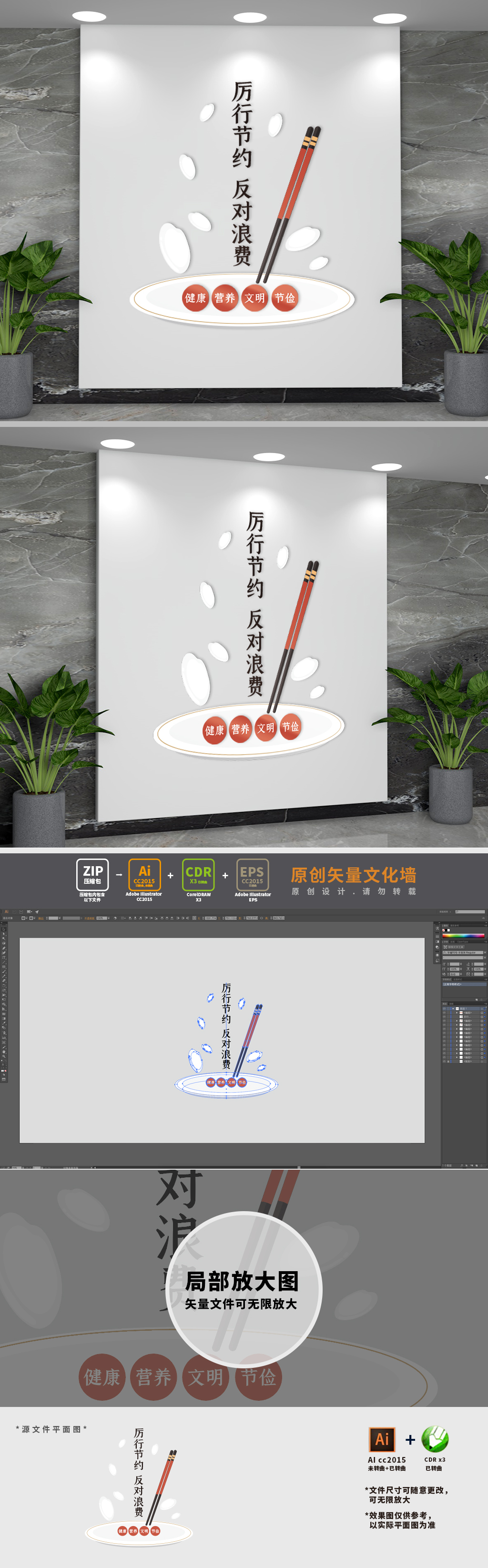 竖版食堂标语文化墙