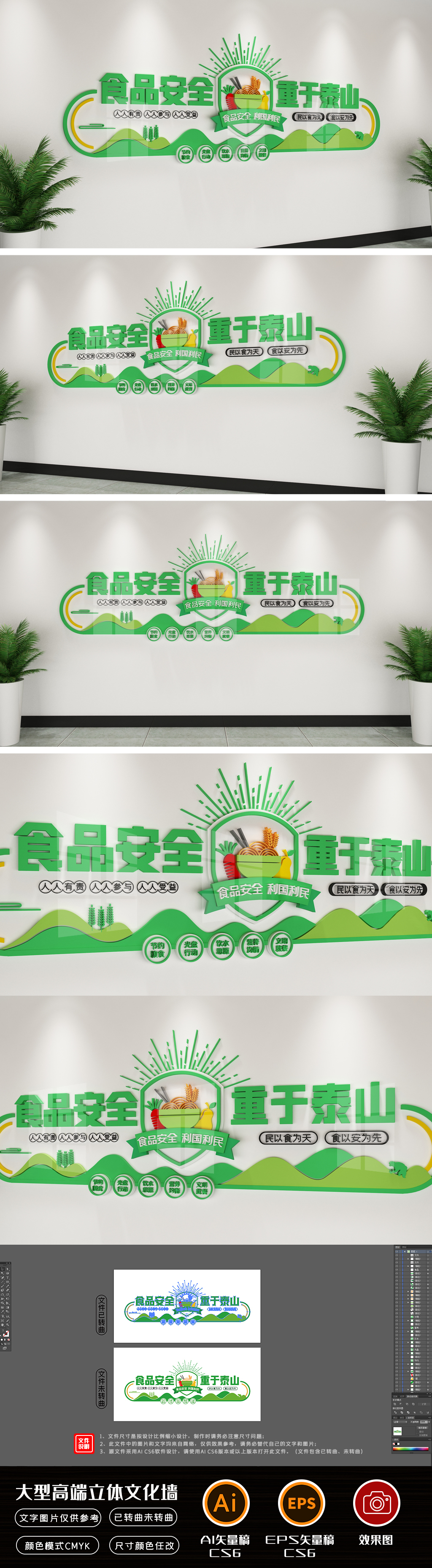 绿色食品安全文化墙食品责任制条例地方党政企业社区学校医院文化墙设计