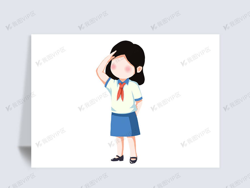 敬礼的卡通小学生国庆节png免扣素