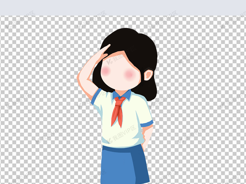 敬礼的卡通小学生国庆节png免扣素