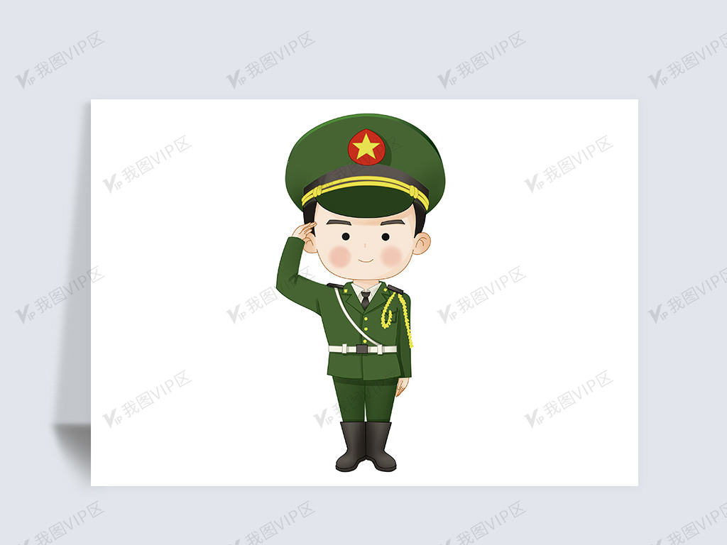 卡通手绘军人png免扣素材