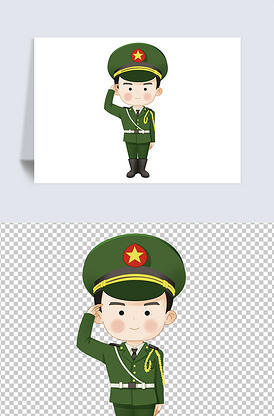 卡通手绘军人png免扣素材
