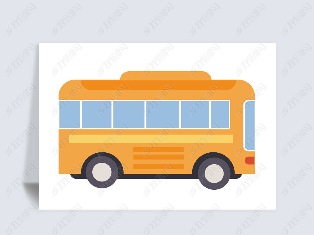 原创黄色公共汽车可爱卡通中巴车大巴车免抠素材元素版权可商用