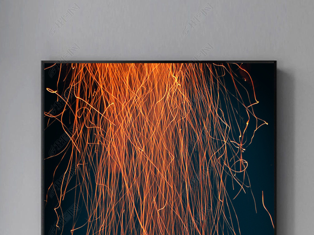 原创火树银花生命之火抽象现代装饰画客厅玄关版权可商用