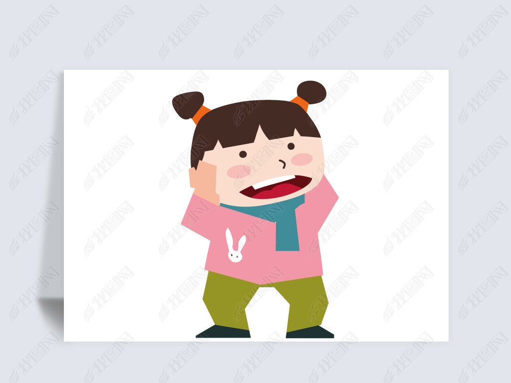 原创捂住耳朵可爱卡通的儿童人物免抠素材-版权可商用