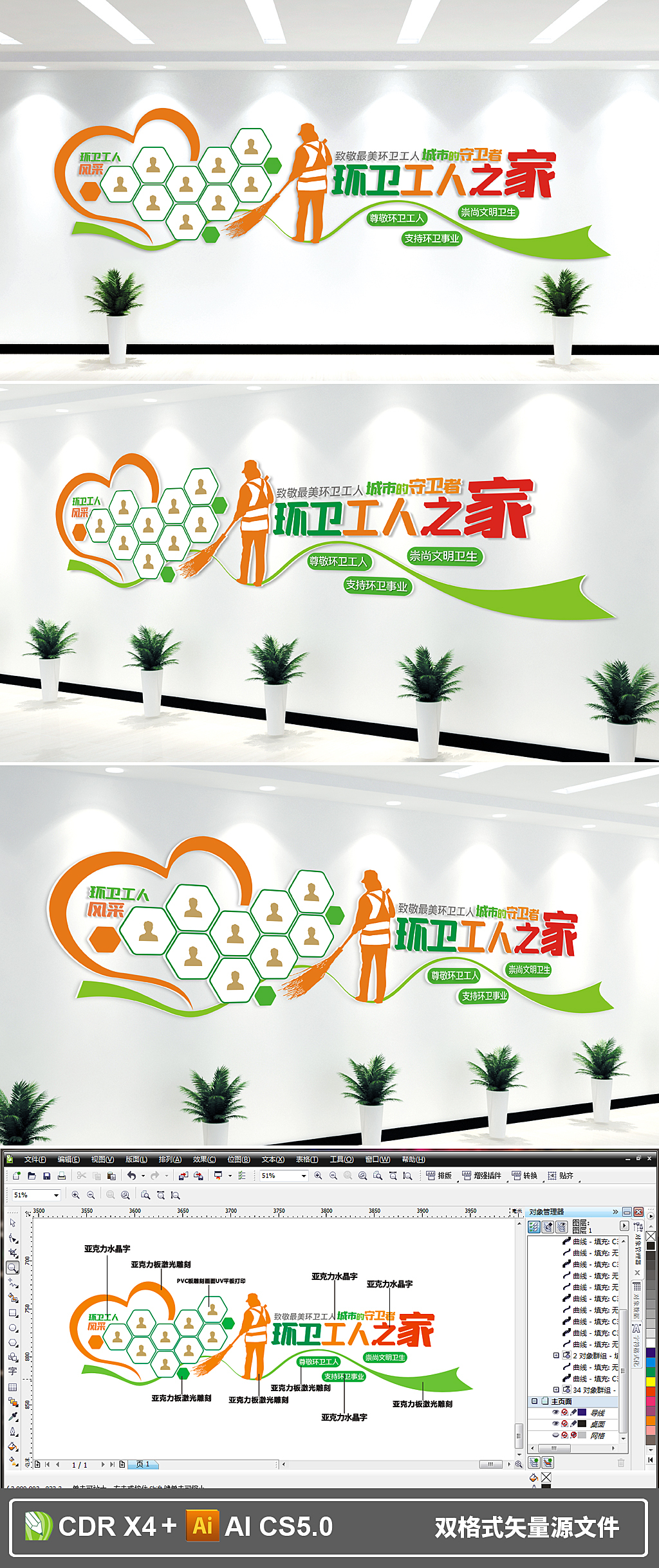 城市守护者环卫工人之家文化墙