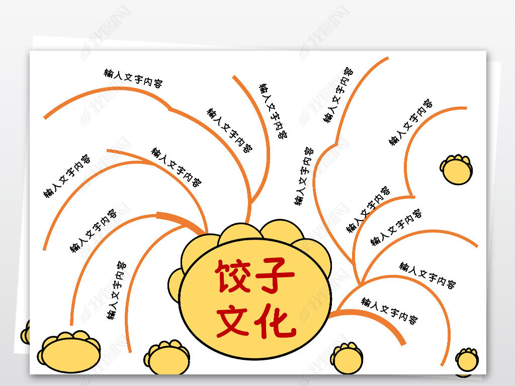 原创word中国传统饺子文化中华传统思维导图版权可商用