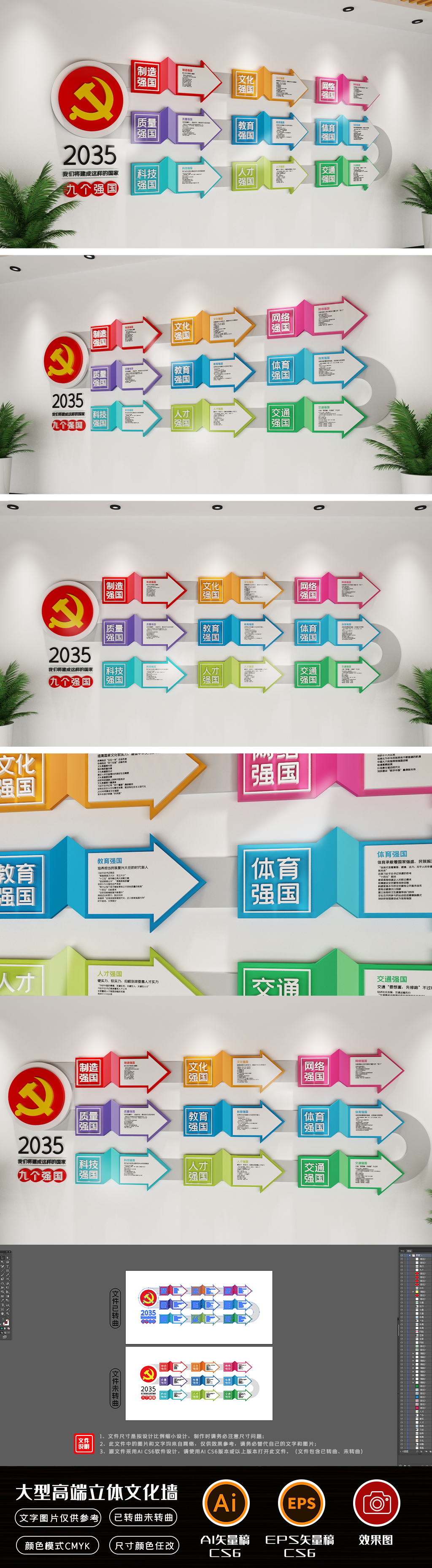 原创2035年社会主义现代化远景目标文化墙-版权可商用