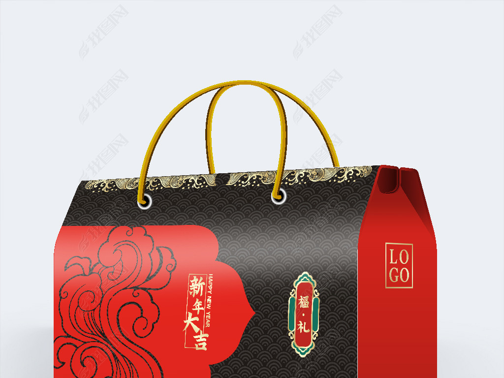 国潮新中式中国风新年礼盒包装设计新年包装新年礼盒