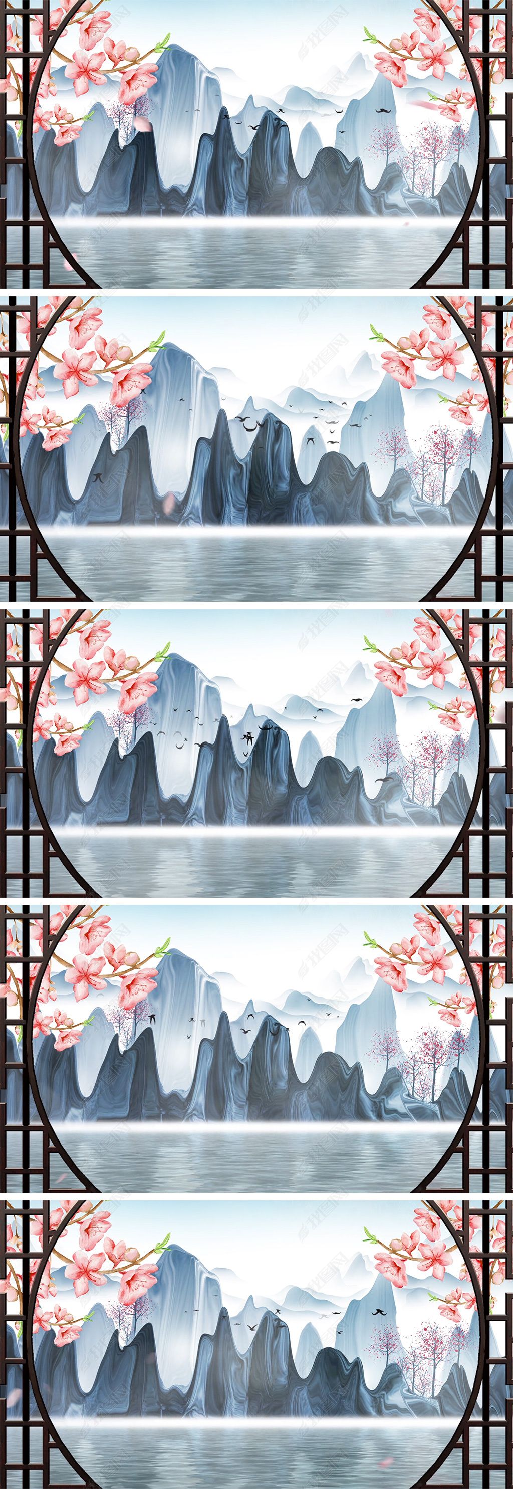 水墨古风山水动态古典舞表演背景视频