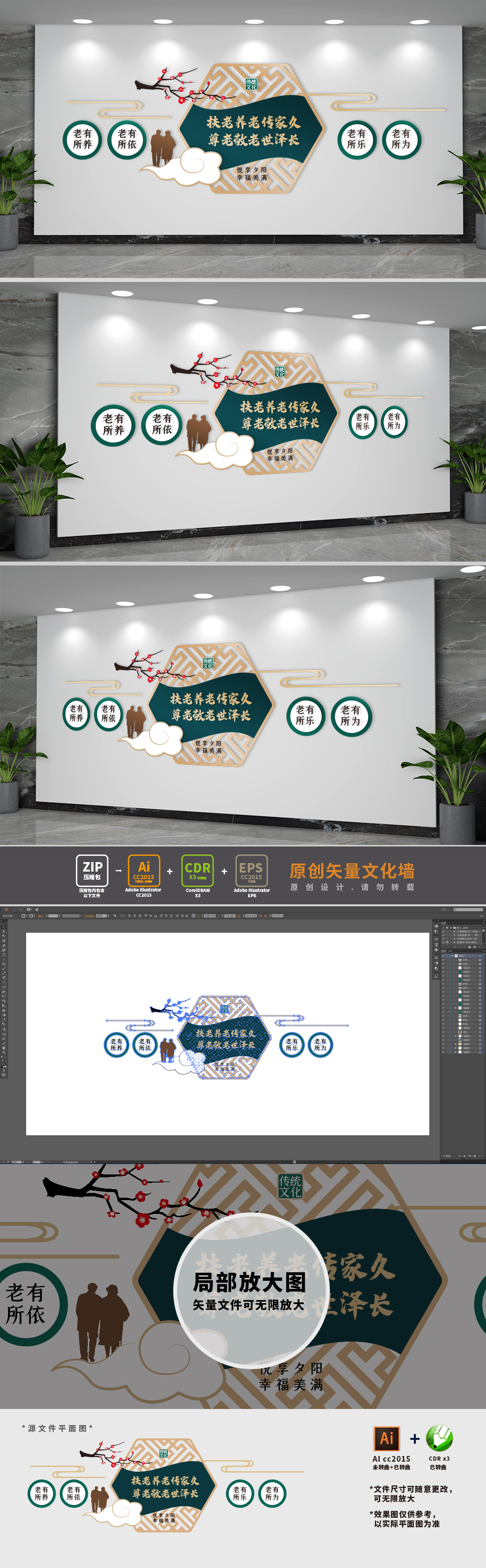 扶老养老社区文化墙