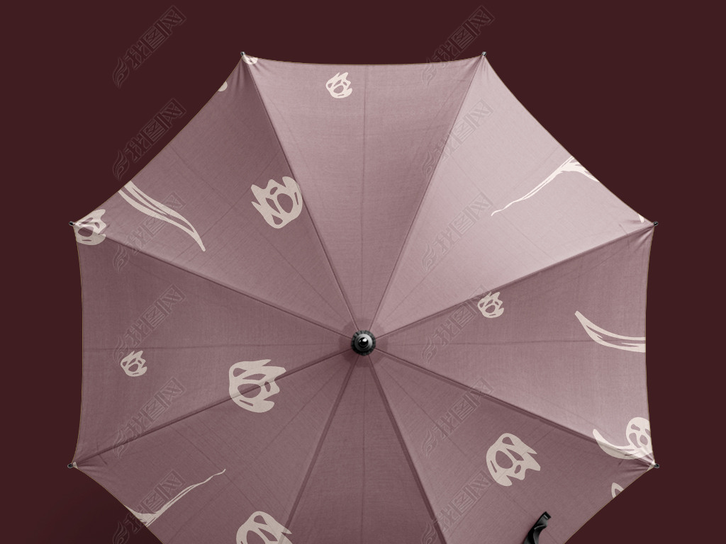原创复古紫色深色雨伞遮阳伞植物手绘设计抽象图案定制版权可商用