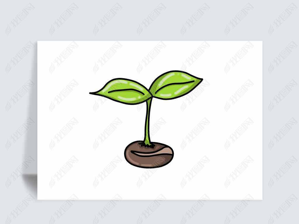 原创发芽的种子卡通手绘植物元素免抠元素ps元素png-版权可商用