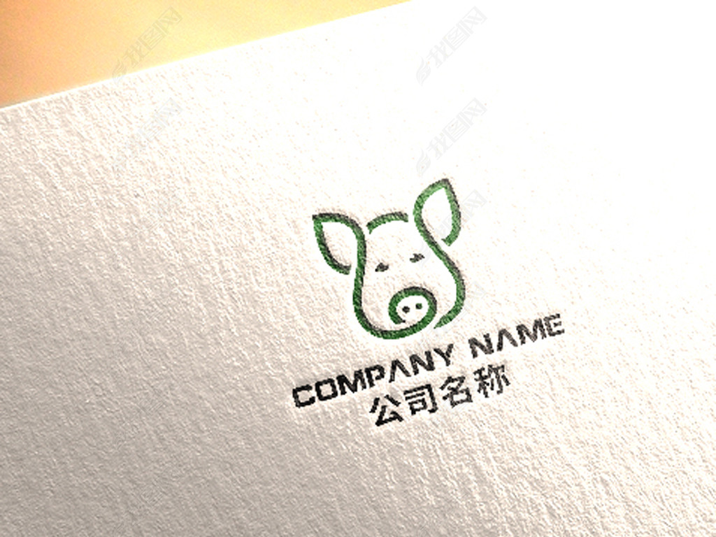 猪图案猪头logo