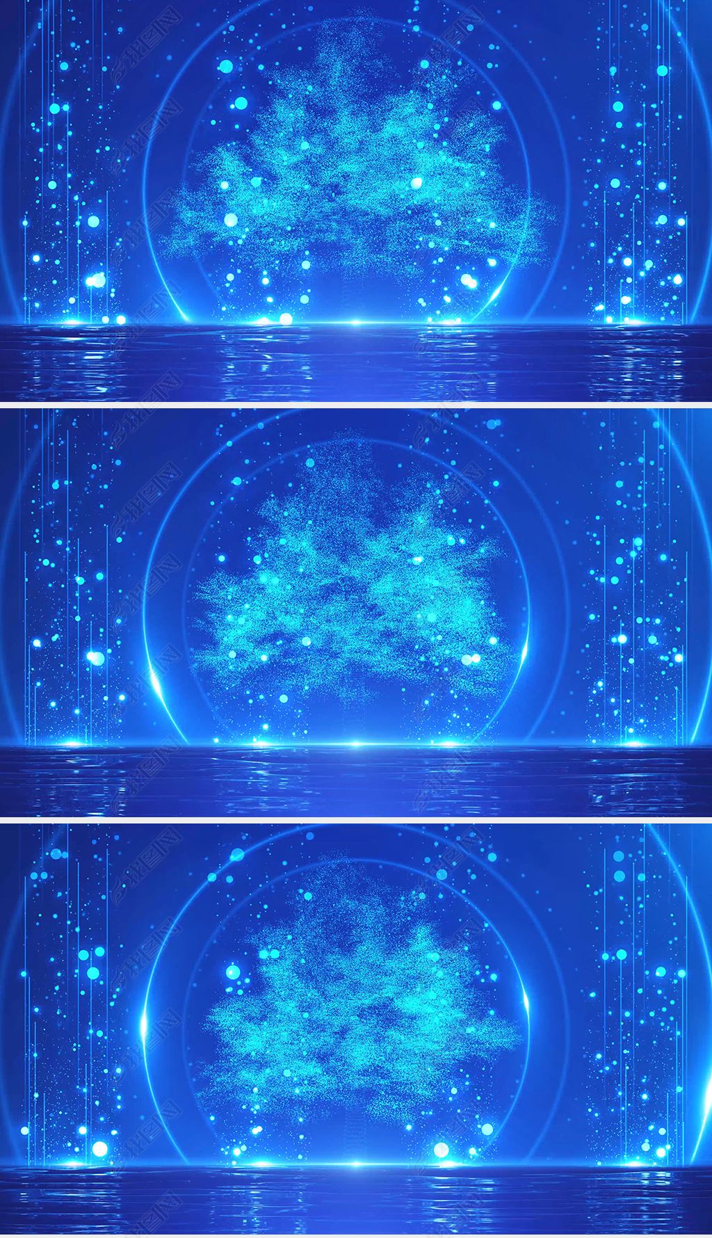 4k唯美蓝色荧光粒子树led大屏幕背景视频