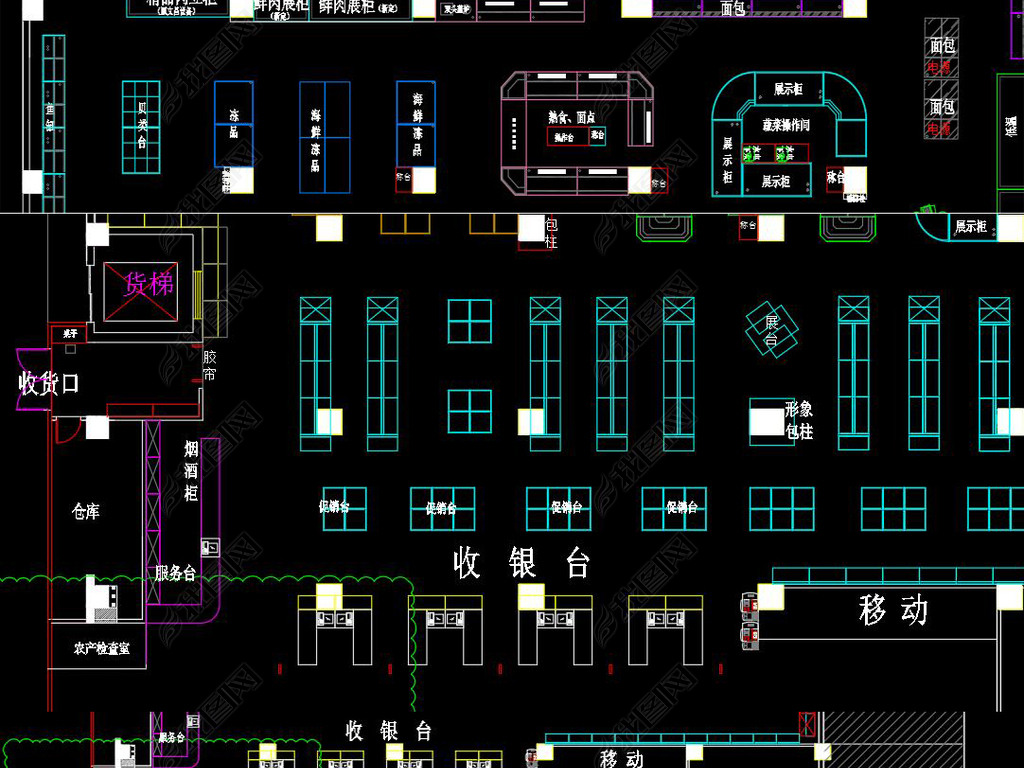 原创大型超市平面布置图-版权可商用