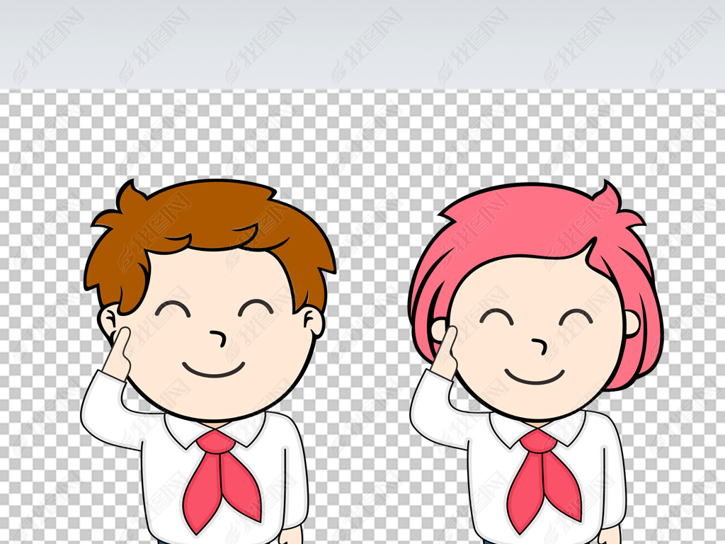 抠元素少先队敬礼元素卡通手绘小学生下载-编号24220413-人物-我图网