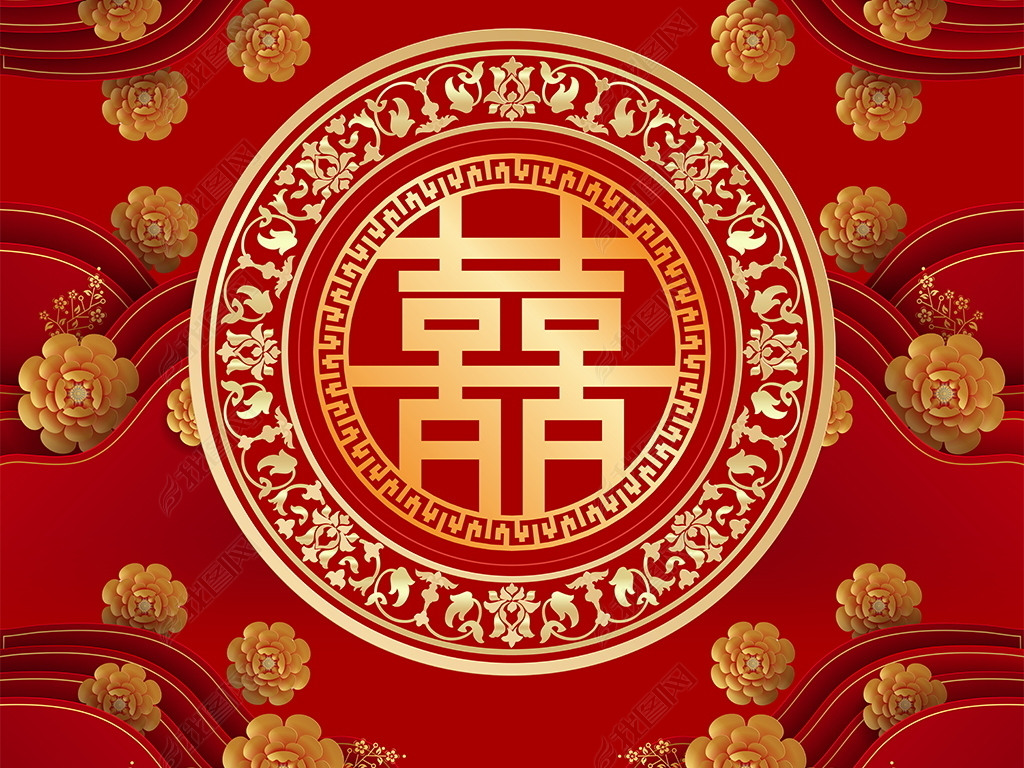 红色喜庆大气中式婚礼地毯婚庆长地毯结婚地毯图案设计