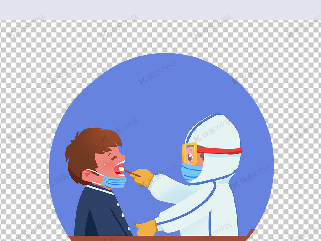 手绘卡通护士抗疫核酸检测