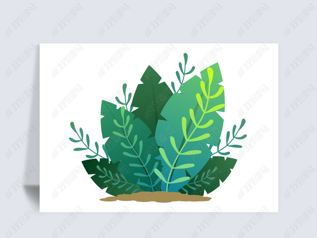 原创矢量花草手绘卡通扁平绿色植物版权可商用