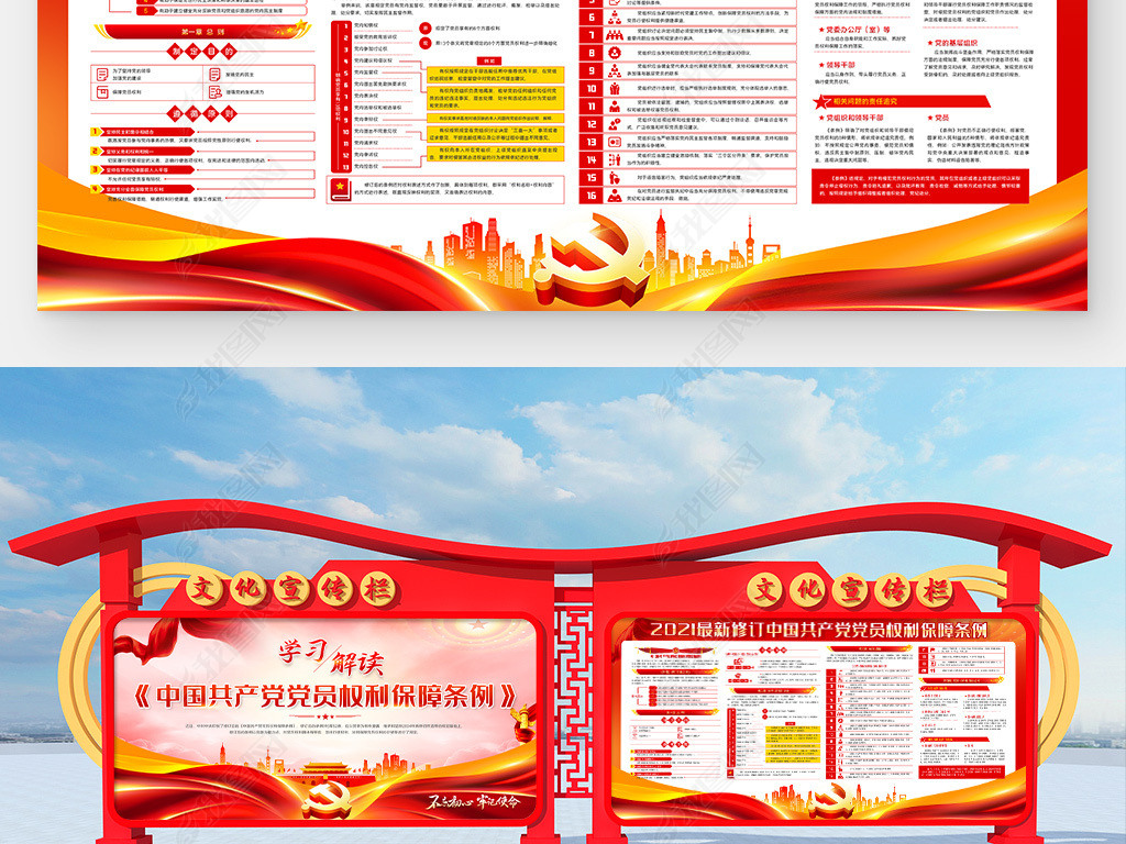 学习解读贯彻新修订党员权利保障条例党政党建展板