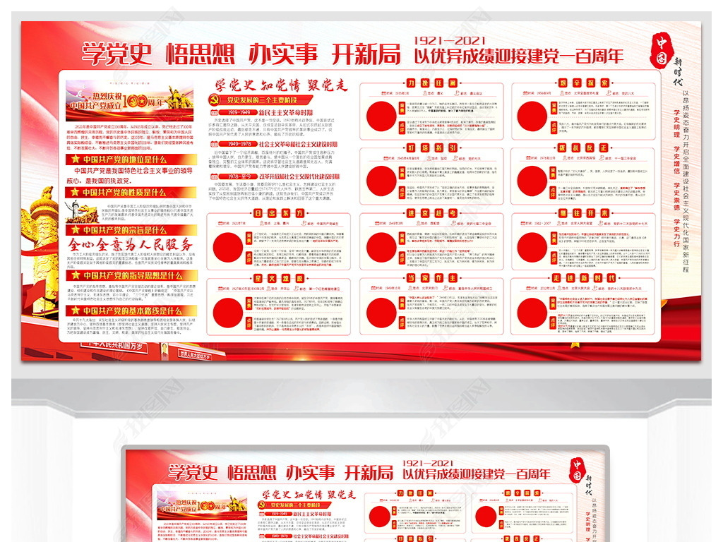 原创2021党史学习教育建党展板百年辉煌历程