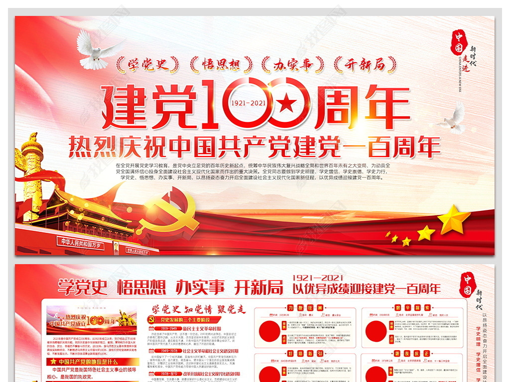 2021党史学习教育建党展板百年辉煌历程
