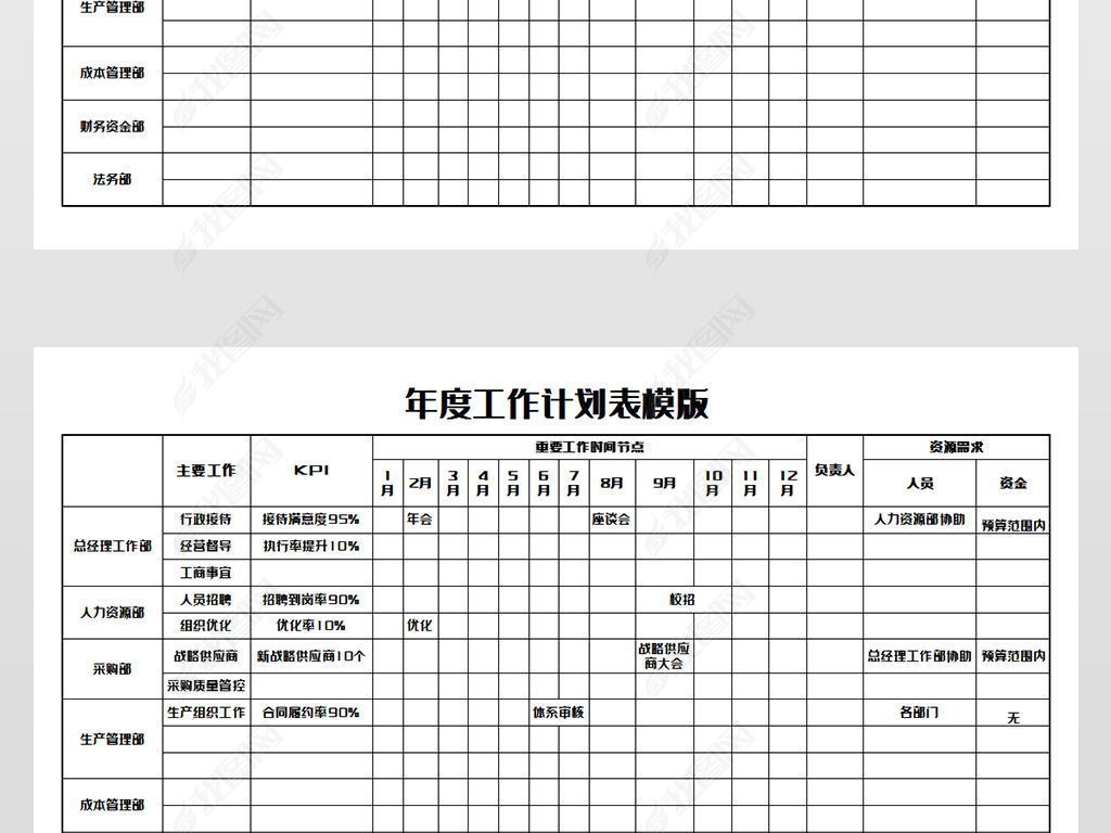 原创年度工作计划表模版版权可商用