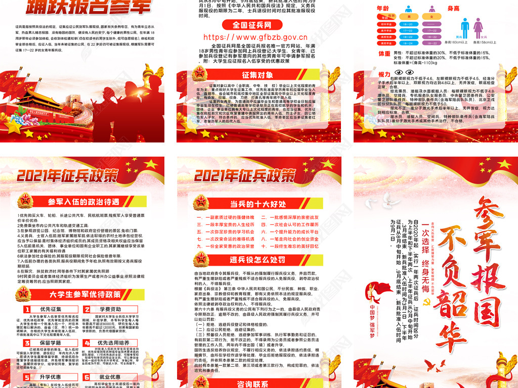 原创响应祖国号召踊跃参加兵役登记征兵宣传展板挂画版权可商用
