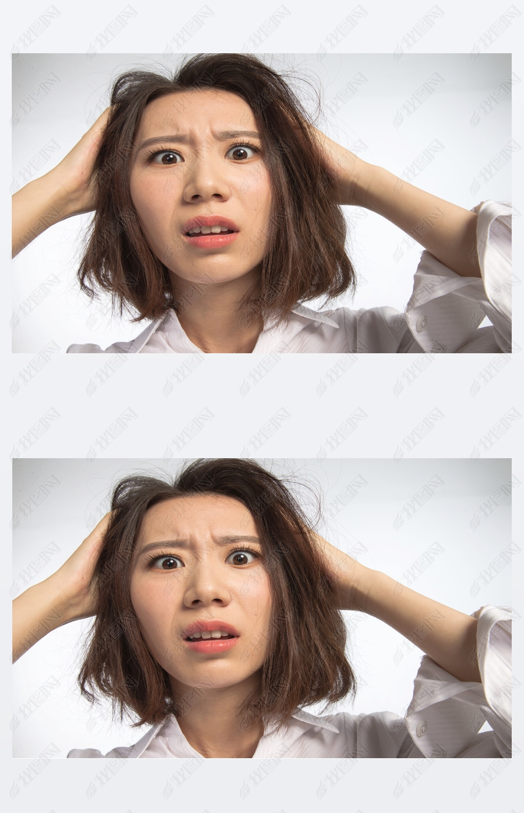 原创面部表情痛苦的青年女人版权可商用