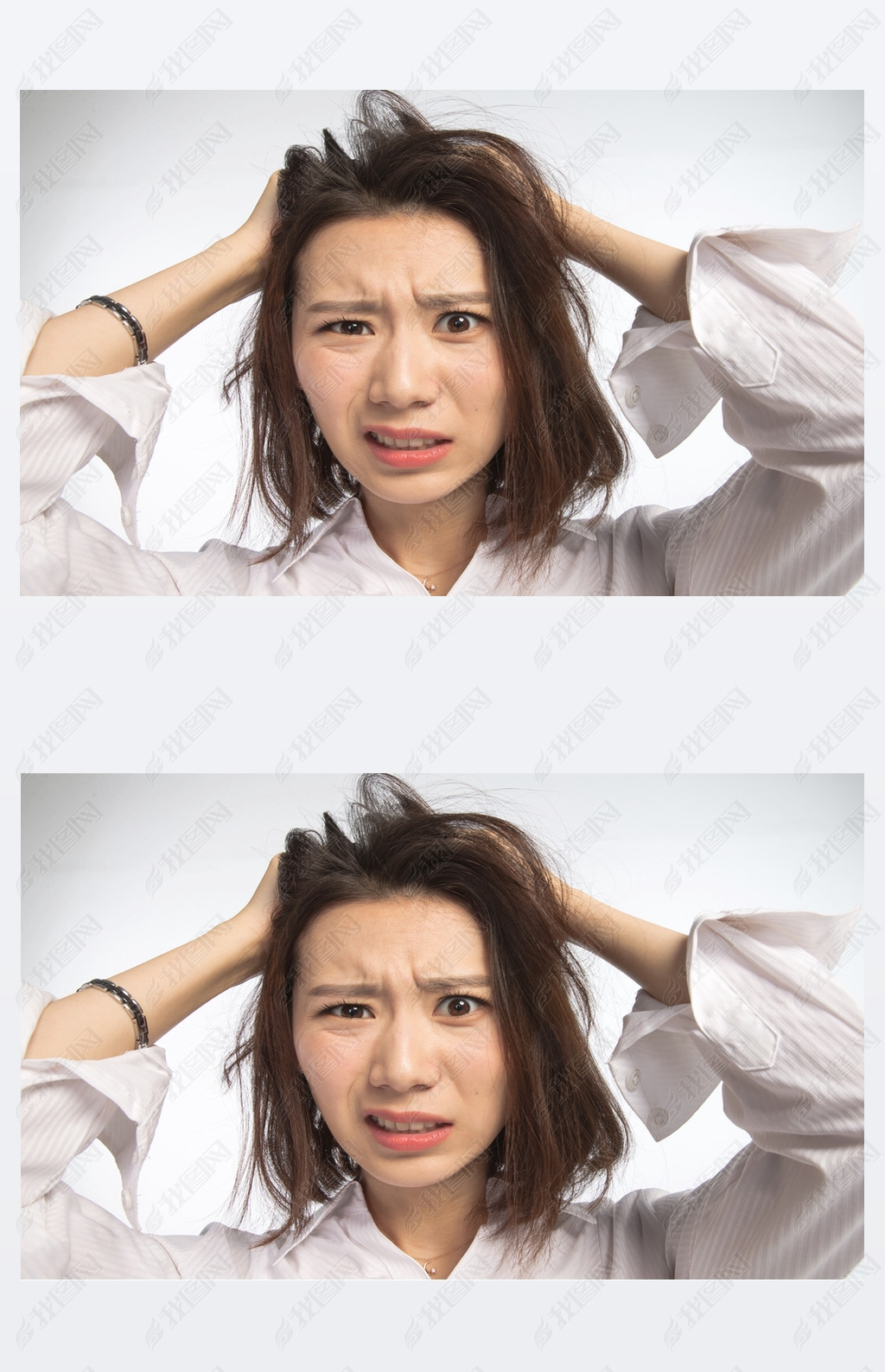 原创面部表情痛苦的青年女人版权可商用