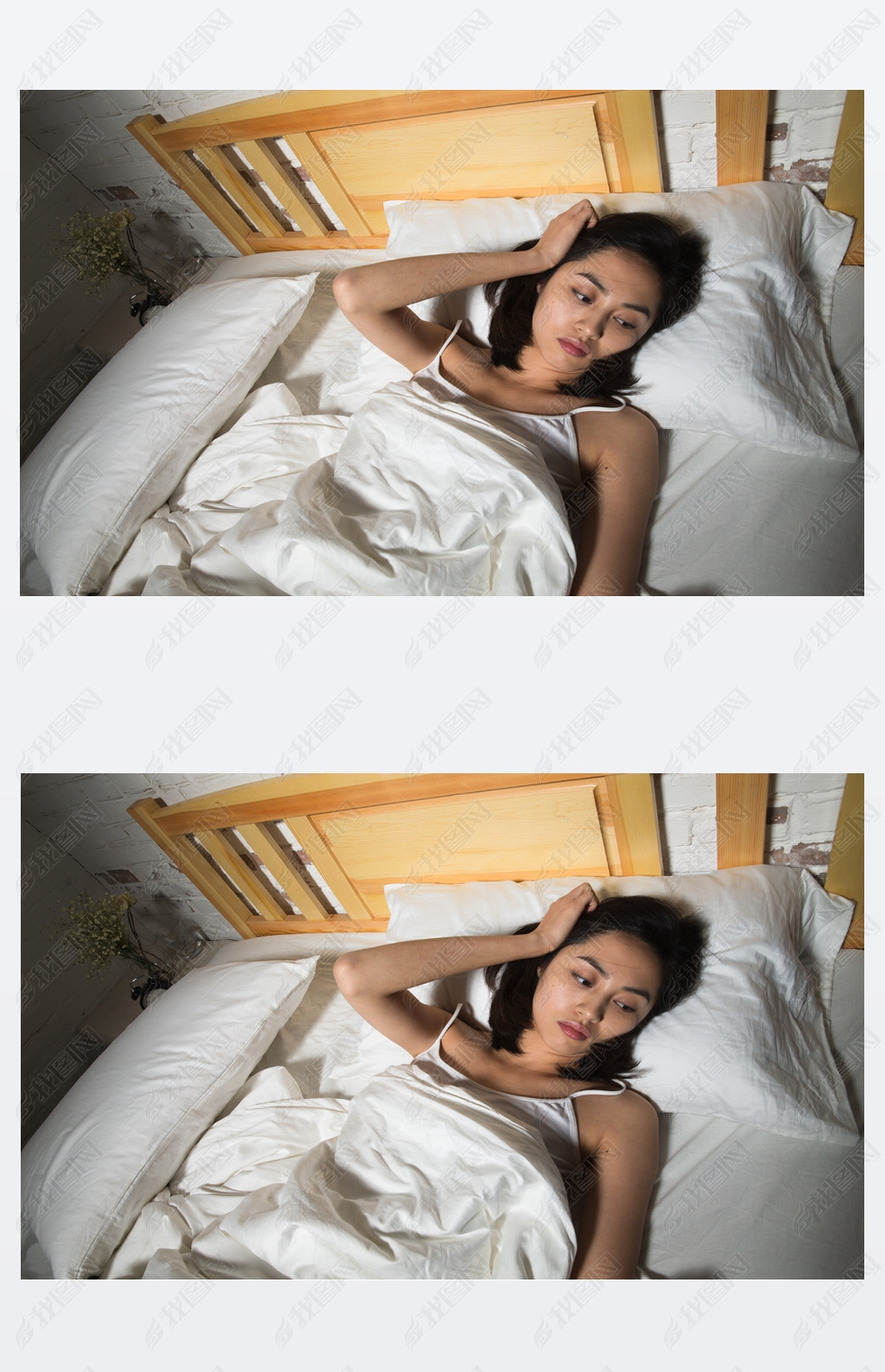 青年女人躺在床上失眠