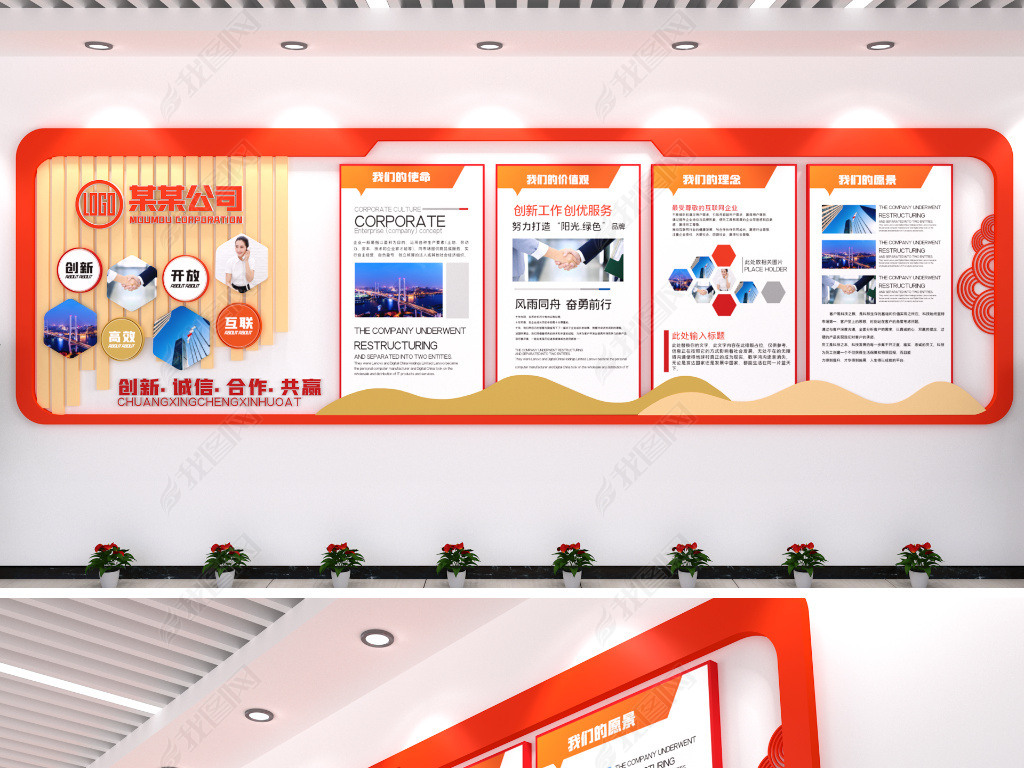 原创公司展板企业文化墙展厅展馆物业房地产物业使命版权可商用