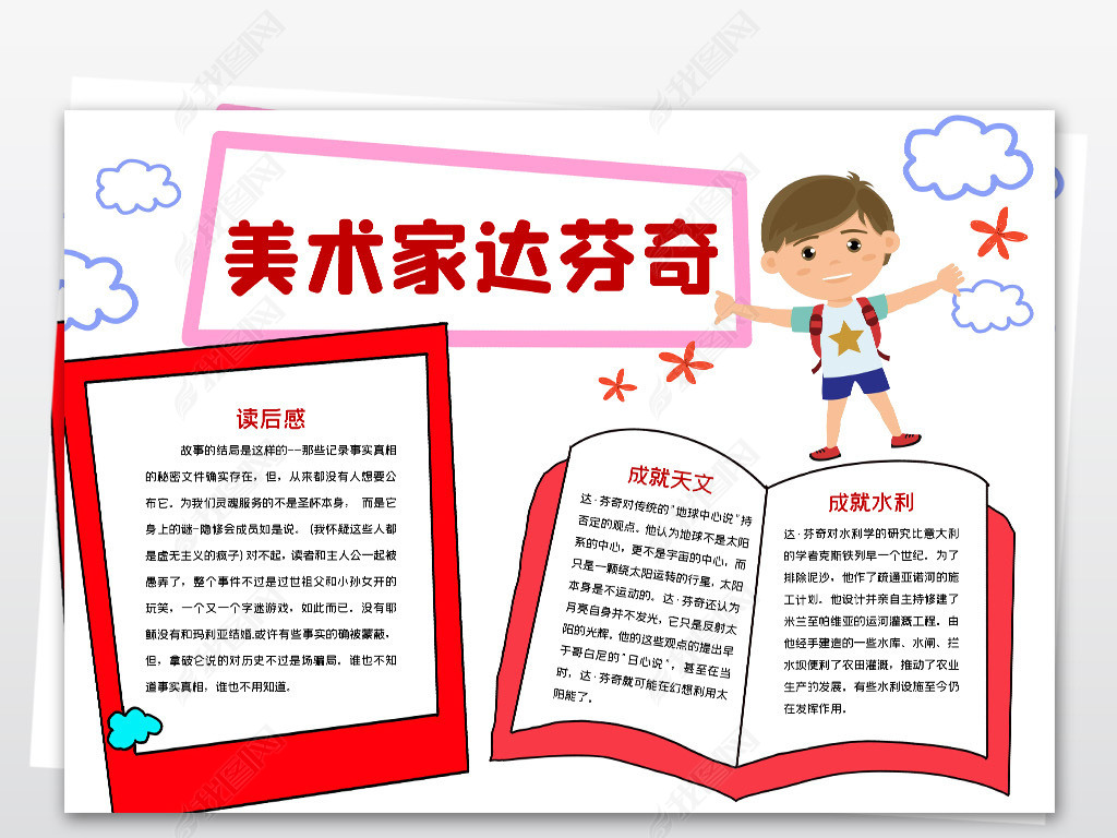 原创简单美术家手抄报报贝多芬名人电子小报模板设计版权可商用