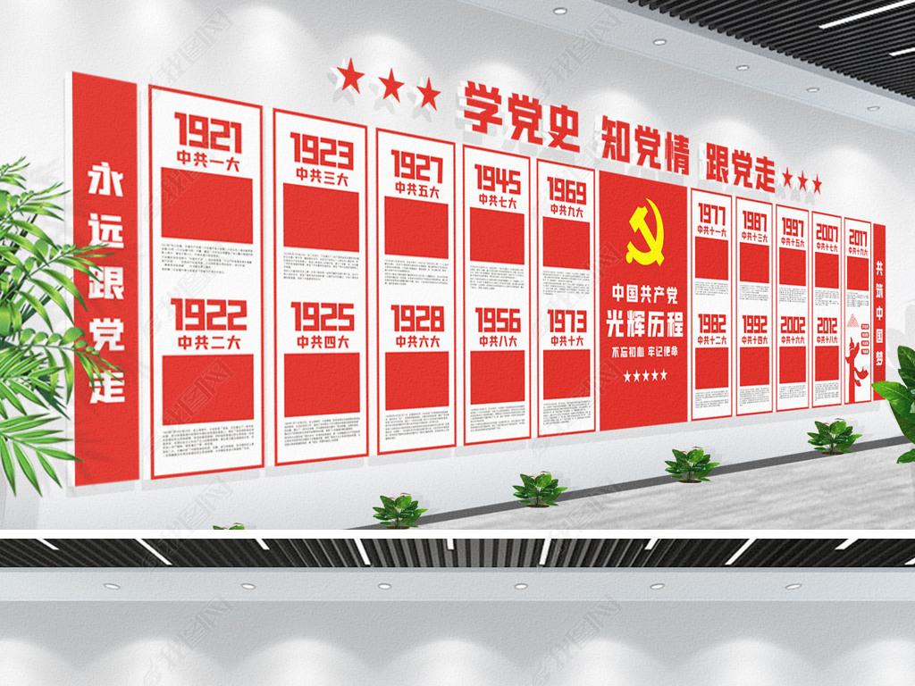 历次全国党代表大会党的光辉历程党史文化墙