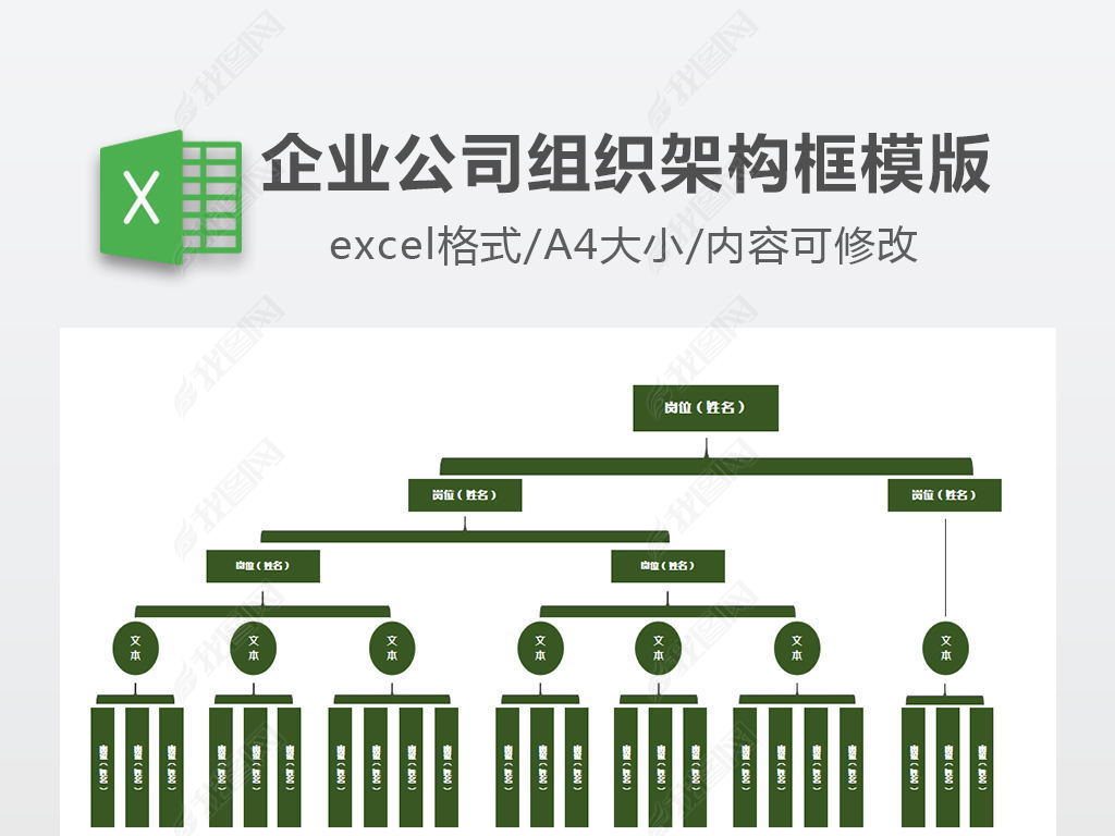 原创企业公司组织架构框模版版权可商用