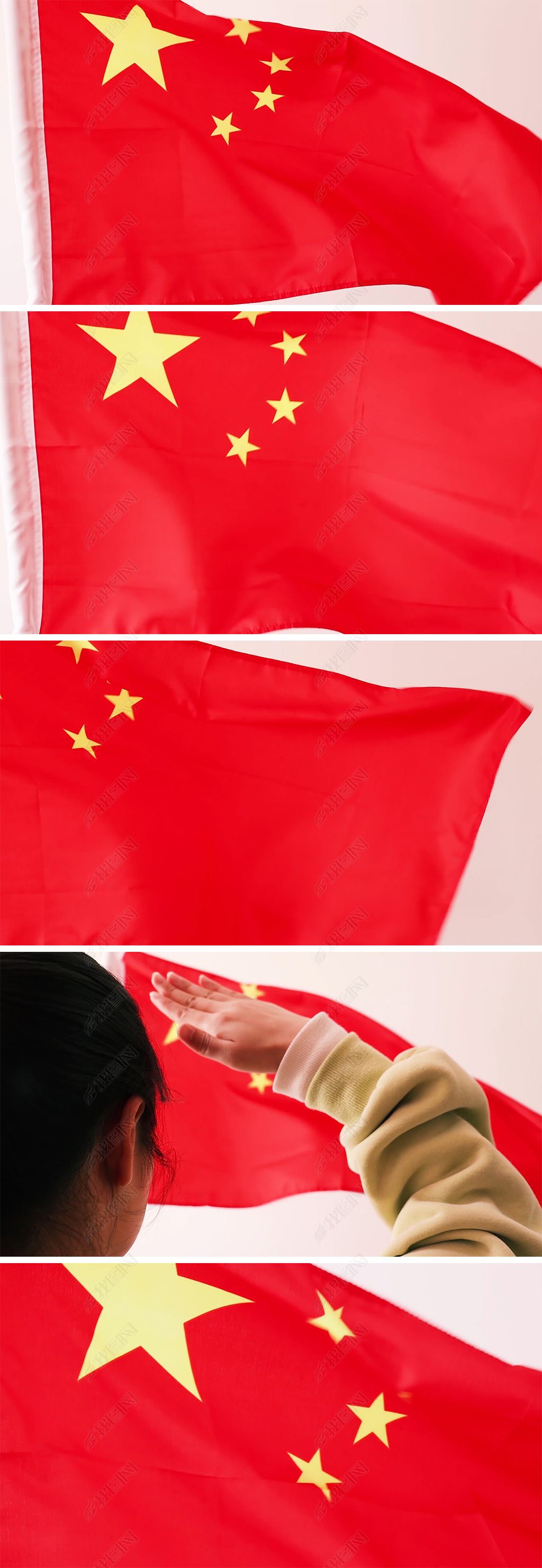 五星红旗飘飘向国旗敬礼实拍视频